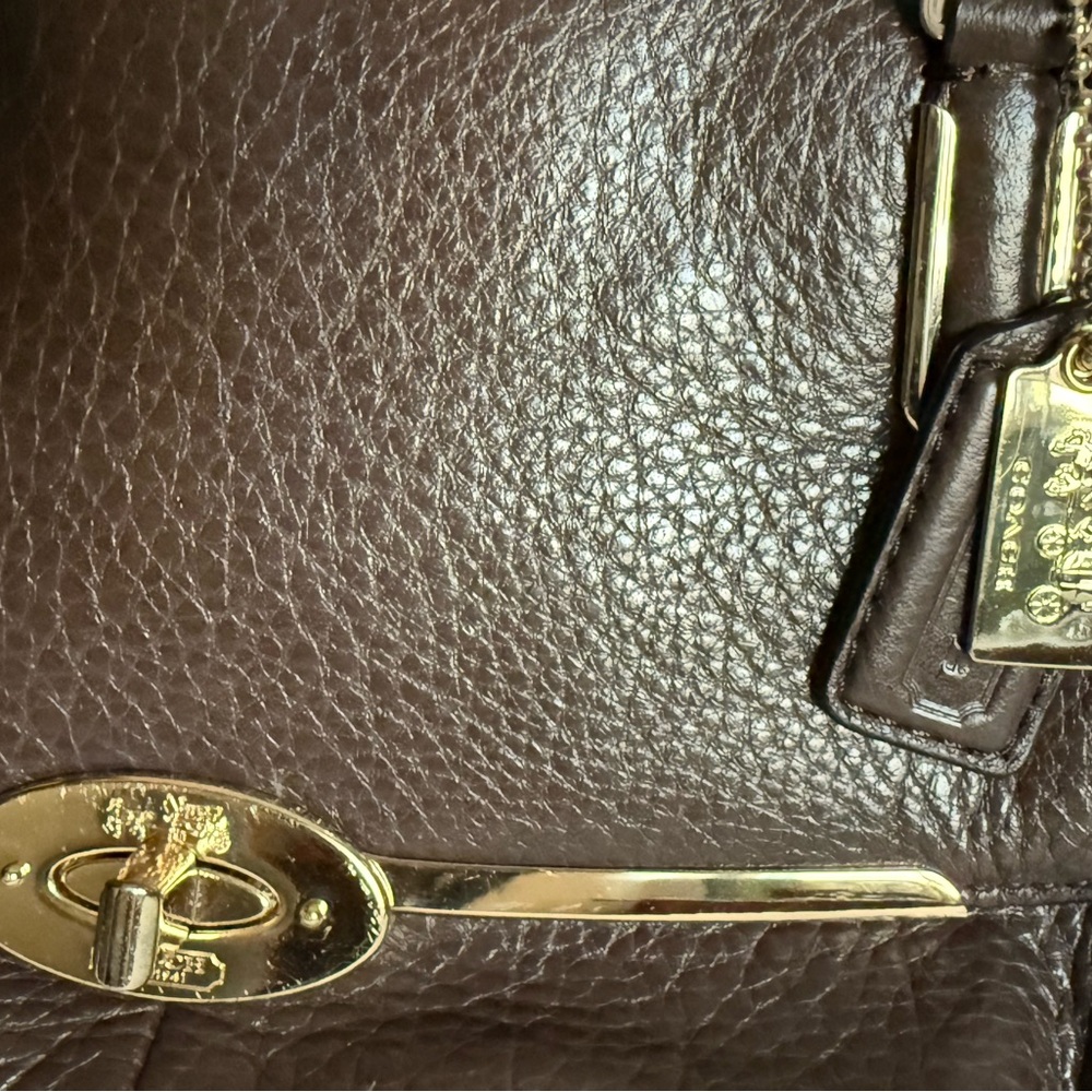 Coach Madison Madeline Dark Brown Leather Shoulder Bag - Picture 10 of 12